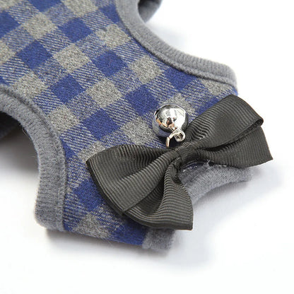 Plaid Vest Harness With Bow Tie