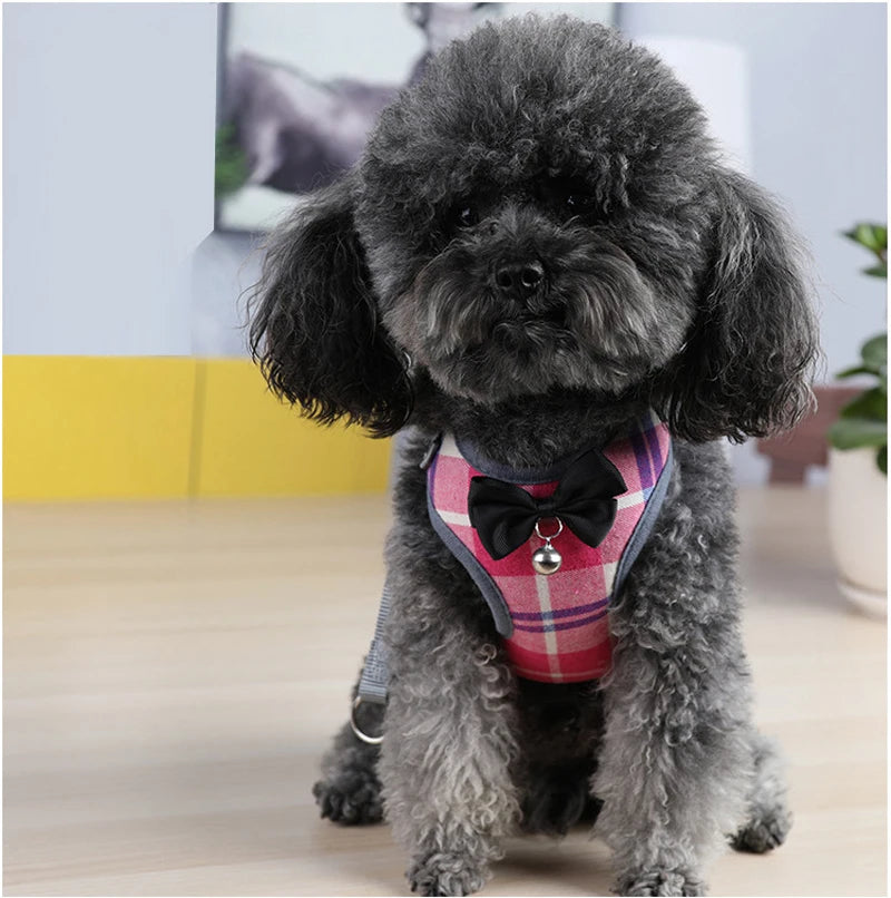 Plaid Vest Harness With Bow Tie