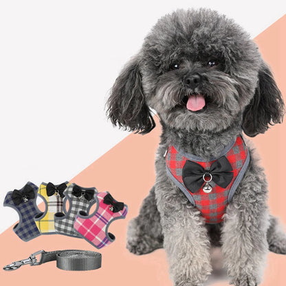 Plaid Vest Harness With Bow Tie