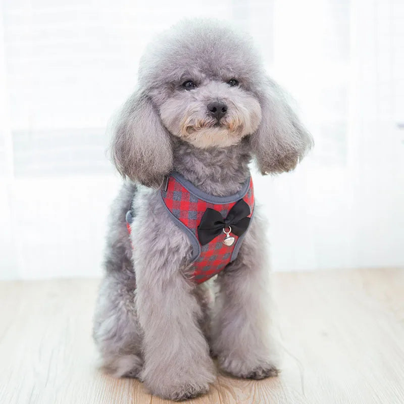 Plaid Vest Harness With Bow Tie