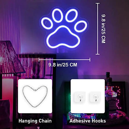 Dimmable Paw LED Neon Sign (USB Powered)