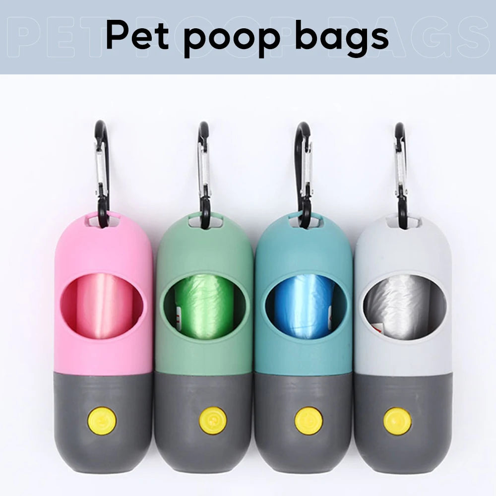 Dispensador de bolsas de caca de perro con luz LED