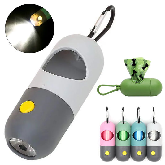 Dispensador de bolsas de caca de perro con luz LED