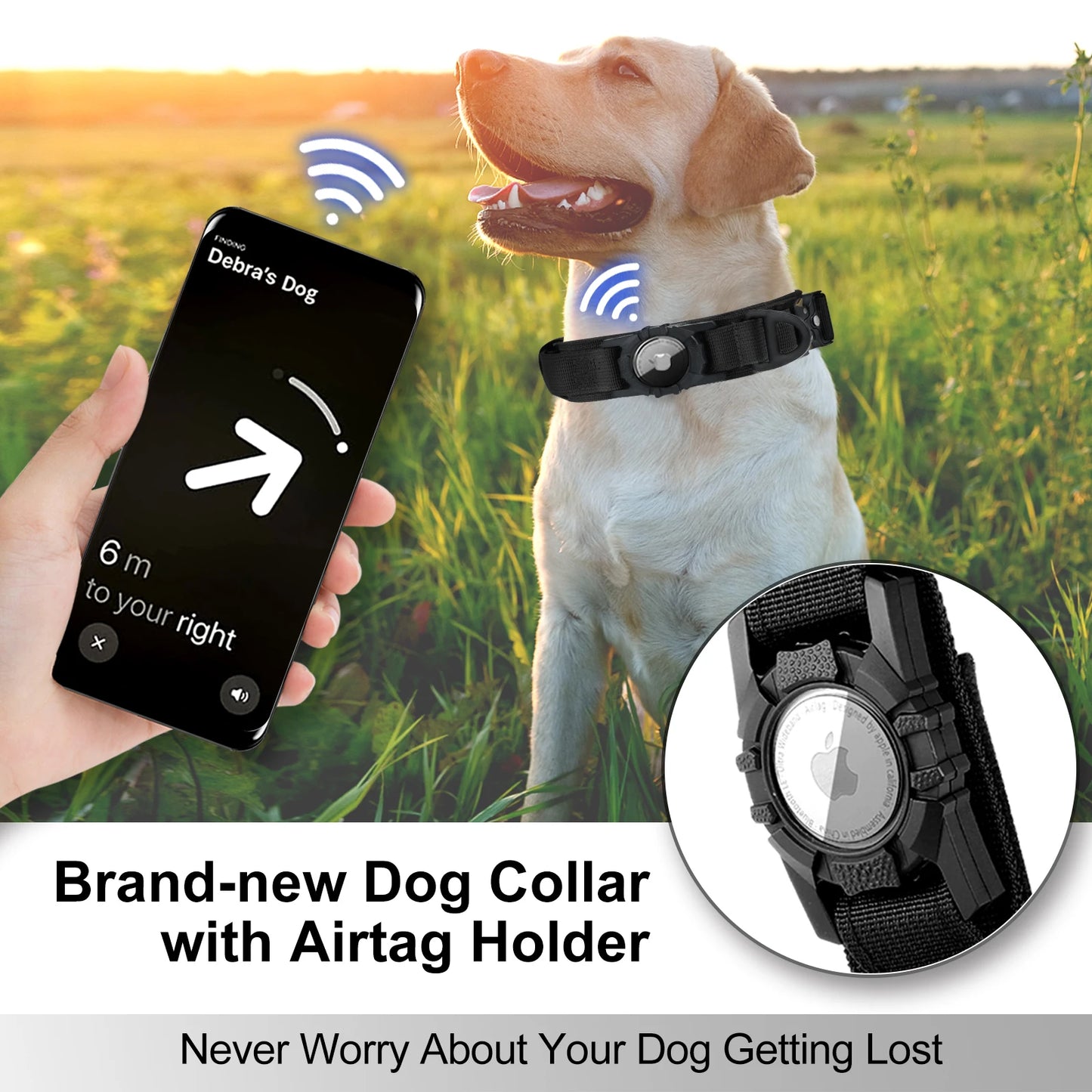 AirTag Dog Collar with Handle