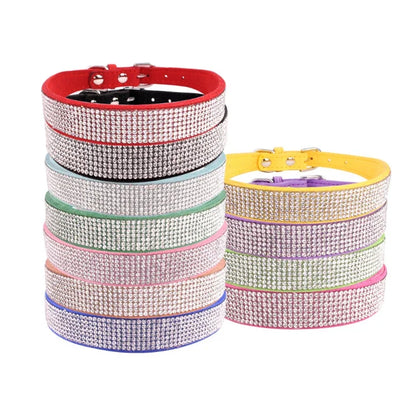 Suede Rhinestone Dog Collar